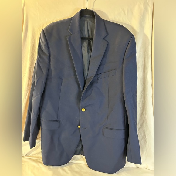 Lauren Ralph Lauren Blazer Men’s Size 42R Navy Gold Button 100% Wool Sports Coat